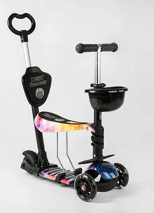 Самокат best scooter 5в1 16102 с абстрактным дизайном, pu колесами и подсветкой колес, в комплекте с коробкой