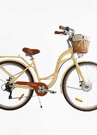 Детский городской велосипед sonatа sn-28410 с корзиной и фарой, shimano 7 скоростей, рама 18’’