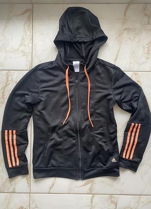 Спортивна олімпійка adidas жіноча чорна з оранжевими смужками оригінал