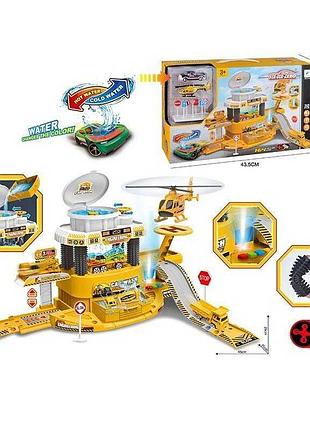 Автомойка 660 a-318 с вертолетом и наклейками, звуковые эффекты, металлопластик, цвет меняется от тепла, механический подъемник в