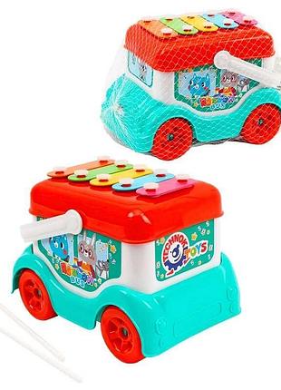 Игровой деревянный автобус с металлическими планками 9857