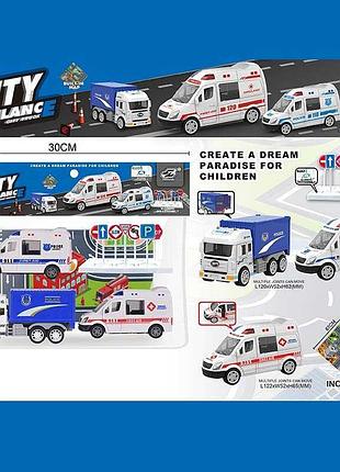 Инерционный набор машин jw 567-049 «city ambulance» с игровым ковриком