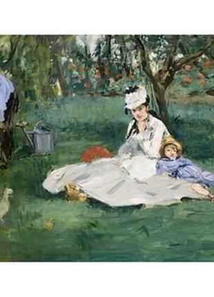 Листівка edouard manet - the monet family in their garden at argenteuil, 1874