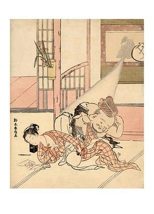 Листівка японське мистецтво - daikoku taking a peek, 1767-1768