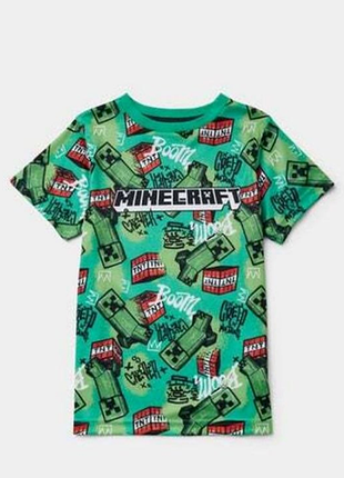Зеленая футболка minecraft matalan на мальчика 10 лет