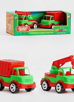 Набор игрушечных машинок mini matiki 002/15 (24) "bamsic" с краном и мусоровозом, 2 модели в коробке