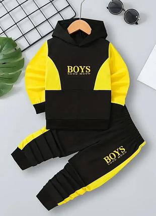 Детский спортивный костюм для мальчика с капюшоном принт boys(турция) 104-110
