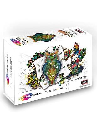 Деревянные цветные пазлы сова owl rainbowooden eureka 4