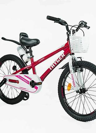 Двухколесный детский велосипед 20" tayger tg-70450, удобные ручные тормоза и дополнительные колеса