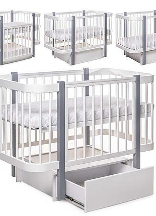Группа кроваток бук «світанок» бело-серого цвета с выдвижным ящиком ds-9012