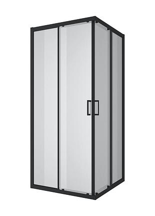Душова кабіна розсувна, квадратна dakota 900*900*1850мм, black matt, cкло 5мм, clear