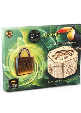 Головоломка квест-бокс cкричка джунгли diy jungle secret treasure box wooden kit