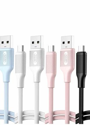 Кабель usb micro 2.4 a 1 м 30 штук чорний білий блакитний рожевий для заряджання та передавання даних