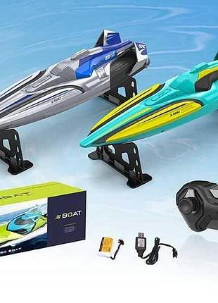 Детская моторная лодка 2080 (24) с двумя цветами, аккумулятор 7.4 v, usb-кабель, пульт на батарейках 2.4 ghz, работает на воде, в