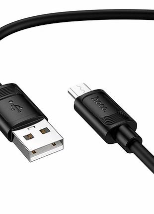 Кабель usb micro 2.4 a 1 м силіконовий чорний hoco x122 для заряджання та передавання даних