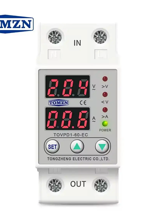 Реле захисту від напруги на din-рейку tomzn tovpd1-60 230v 63a