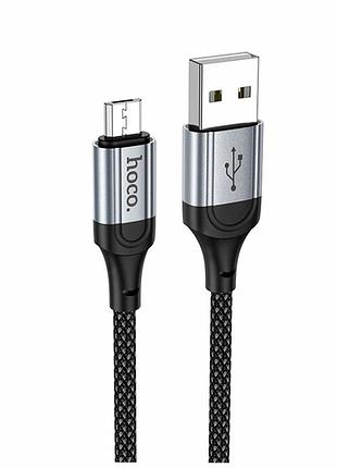 Кабель usb micro 2.4 a 1 м чорний нейлон hoco x102 для заряджання та передавання даних