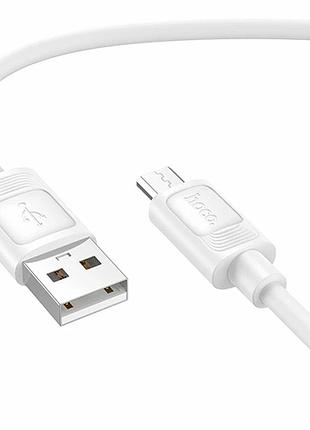 Кабель usb micro 2.4 a 1 м силіконовий білий hoco x122 для заряджання та передавання даних