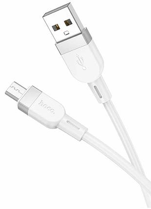 Кабель usb micro 2.4a 1м силиконовый белый hoco x109 для зарядки и синхронизации