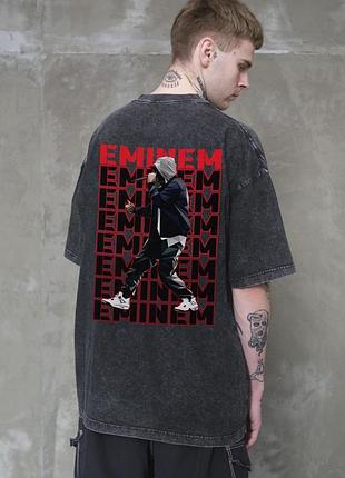 Мужская вываренная оверсайз футболка without washed с принтом eminem black