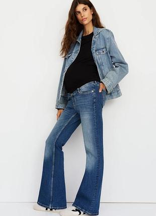 Джинсы клеш для беременных синие mama flared jeans