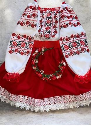 Костюм вишиванка біло-червоний для дівчинки 6