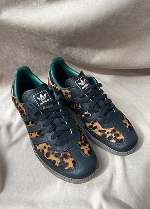 Adidas samba og black green leopard
