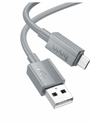 Кабель usb micro 2.4 a 1 м сірий hoco x107 пластик