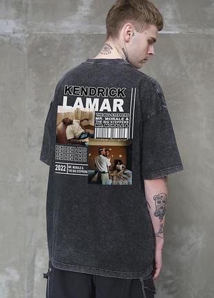 Мужская вываренная оверсайз футболка without washed с принтом kendrick black