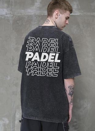 Чоловіча виварена оверсайз футболка without washed з принтом padel black