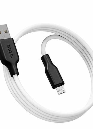 Кабель usb ridea ai-21 micro 3a 1 м для заряджання та передавання даних біло-чорний із термопластичного еластомеру