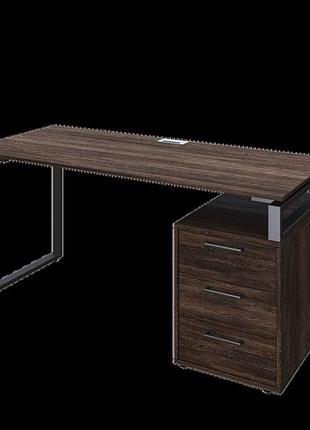Офисный письменный стол loft details l120 черный метал 50*25 , 18мм, 200 см, венге винтаж, 36