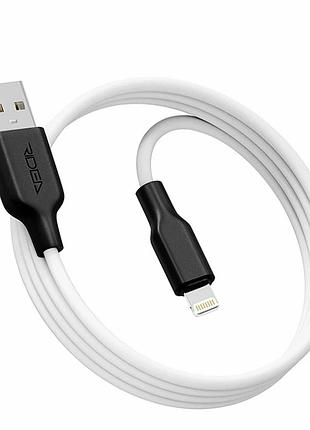Кабель usb ridea ai-21 lightning 12w 1 м чорний і білий для заряджання та передавання даних
