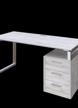 Офисный письменный стол loft details l120 серый метал 50*25 , 18мм, 135 см, сосна лофт, 18