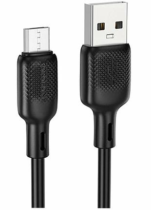 Кабель usb micro 2.4a 3 м силіконовий чорний для заряджання та передавання даних borofone bx113