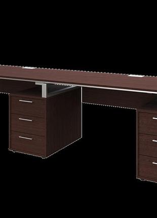 Офисный письменный стол loft details l135 double 270 см с царгой , серый, 18 венге магія, 36, серый