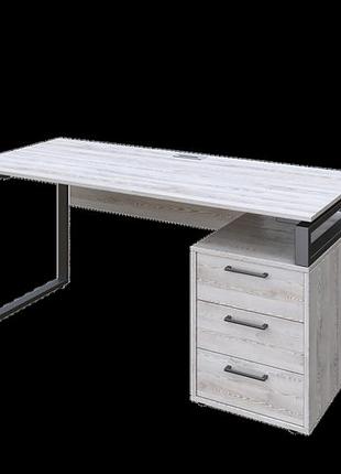 Офисный письменный стол loft details l120 с царгой черный метал 50*25 120 см, 18мм 120 см, сосна лофт, 36
