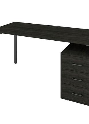 Офісний письмовий стіл loft details lm120 чорний метал 50*25 120 см, морське дерево, 36мм