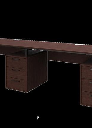 Офисный письменный стол loft details l135 double 270 см с царгой , серый, 18 венге магія, 36, черный
