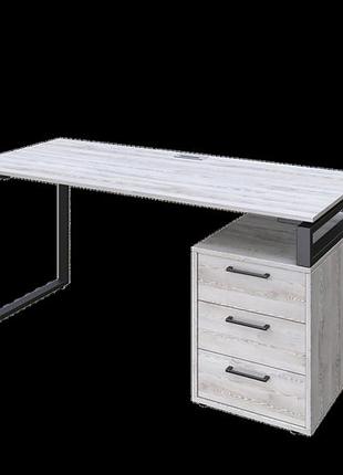 Офисный письменный стол loft details l120 черный метал 50*25 , 18мм, 200 см, сосна лофт, 18