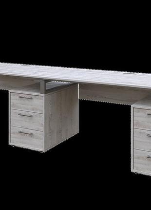 Офисный письменный стол loft details l135 double 270 см з царгою сосна лофт, сірий, 18