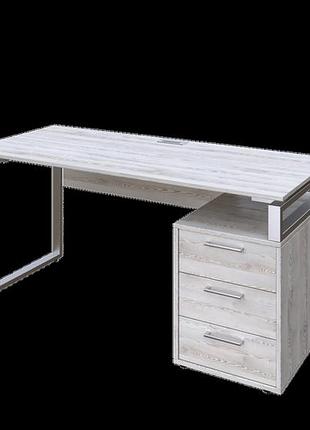 Офисный письменный стол loft details l120 с царгой серый метал 50*25 , 18мм, 120 см 120 см, сосна лофт, 36