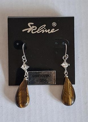 🇩🇪 сережки seline ( німеччина) — тигрове око та кристали swarovski ✨