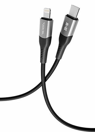 Кабель usb ridea rc-us42 type-c to lightning 30 w 1.2 м чорний нейлон для швидкого заряджання та передавання даних