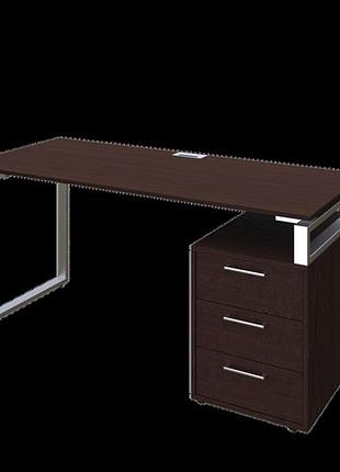 Офисный письменный стол loft details l120 серый метал 50*25 , 18мм, 135 см, венге магія, 18