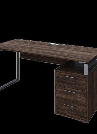 Офісний письмовий стіл loft details l120 з царгою чорний метал 50*25 120 см, венге вінтаж, 36 мм