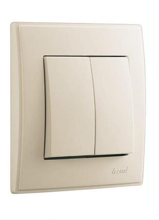 Выключатель двухклавишный lezard lesya крем 705-0303-101