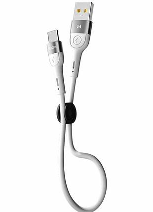 Кабель usb ridea rc-xs51 type-c 3 a 0.25 м білий алюмінієвий для заряджання та передавання даних