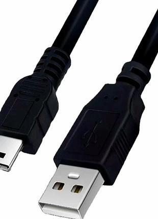 Кабель usb type a to mini 2 м 2 а чорний пластиковий і металевий для під'єднання пристроїв