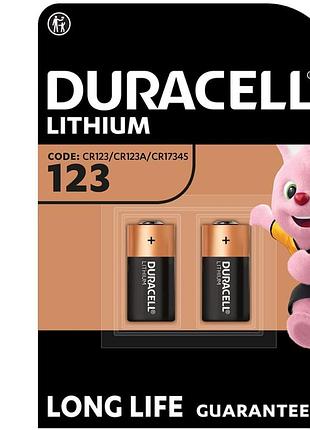 Литиевая батарейка duracell ultra high power 123 3 в cr123/cr123a/cr17345 2 шт (5000394020320)
